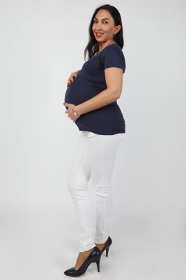 5 Cepli Hamile Pantolon Beyaz - Thumbnail