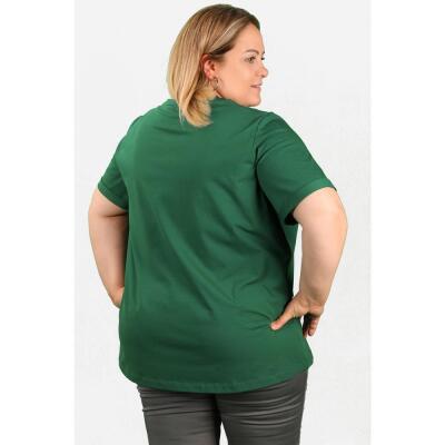 Büyük Beden Kadın Süprem Tişört Yeşil - Thumbnail
