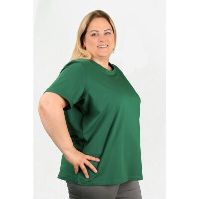Büyük Beden Kadın Süprem Tişört Yeşil - Thumbnail