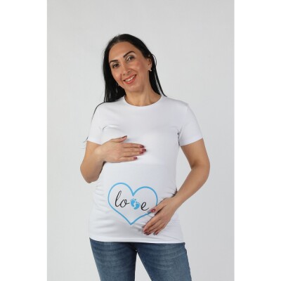Balins Hamile Love Tişört Mavi Baskılı - Thumbnail