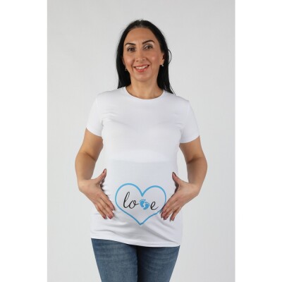Balins Hamile Love Tişört Mavi Baskılı - Thumbnail