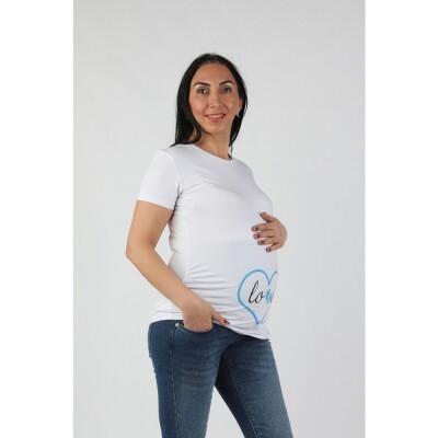 Balins Hamile Love Tişört Mavi Baskılı - Thumbnail