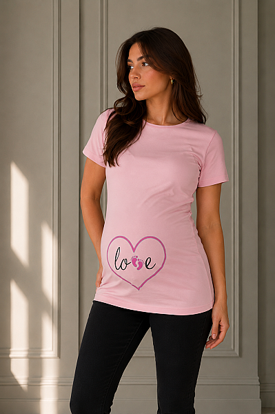 Balins Hamile Love Tişört Pembe Baskılı - 3