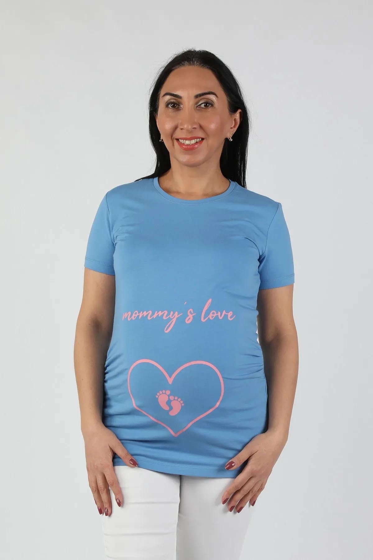Balins - Balins Hamile Mommy Love Tişört Pembe Baskılı