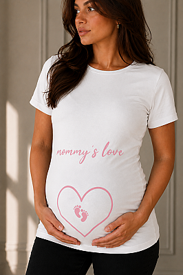 Balins Hamile Mommy Love Tişört Pembe Baskılı - Thumbnail