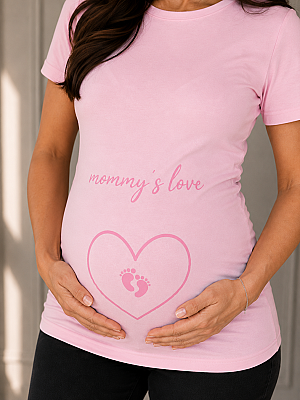 Balins Hamile Mommy Love Tişört Pembe Baskılı - Thumbnail
