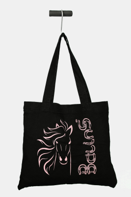 Baskılı Çanta Siyah-Mor - Thumbnail