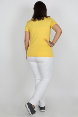 Büyük Beden Gabardin Kadın Pantolon Beyaz - Thumbnail