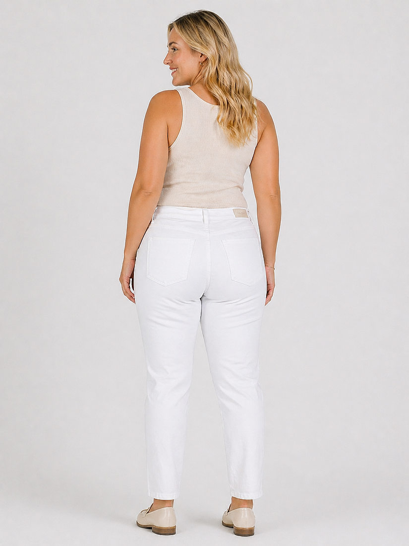 Büyük Beden Gabardin Kadın Pantolon Beyaz - 3