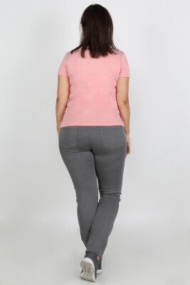 Büyük Beden Gabardin Kadın Pantolon Gri - Thumbnail