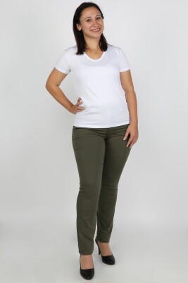 Balins - Büyük Beden Gabardin Kadın Pantolon Haki