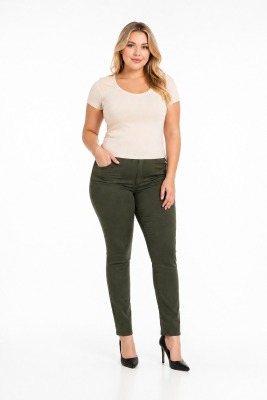 Balins - Büyük Beden Gabardin Kadın Pantolon Haki