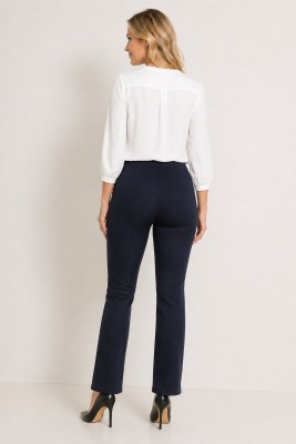 Büyük Beden Gabardin Kadın Pantolon Lacivert - Thumbnail