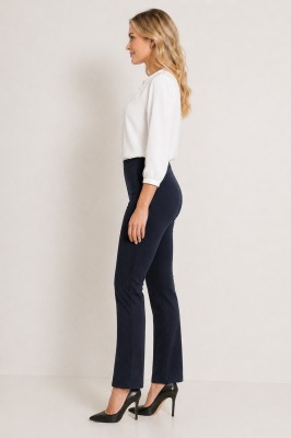 Büyük Beden Gabardin Kadın Pantolon Lacivert - Thumbnail