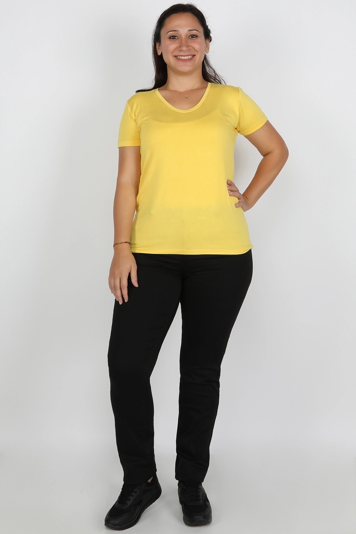 Balins - Büyük Beden Gabardin Kadın Pantolon Siyah