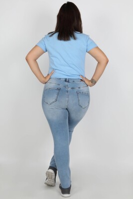 Büyük Beden Kadın Jean Açık Mavi - Thumbnail