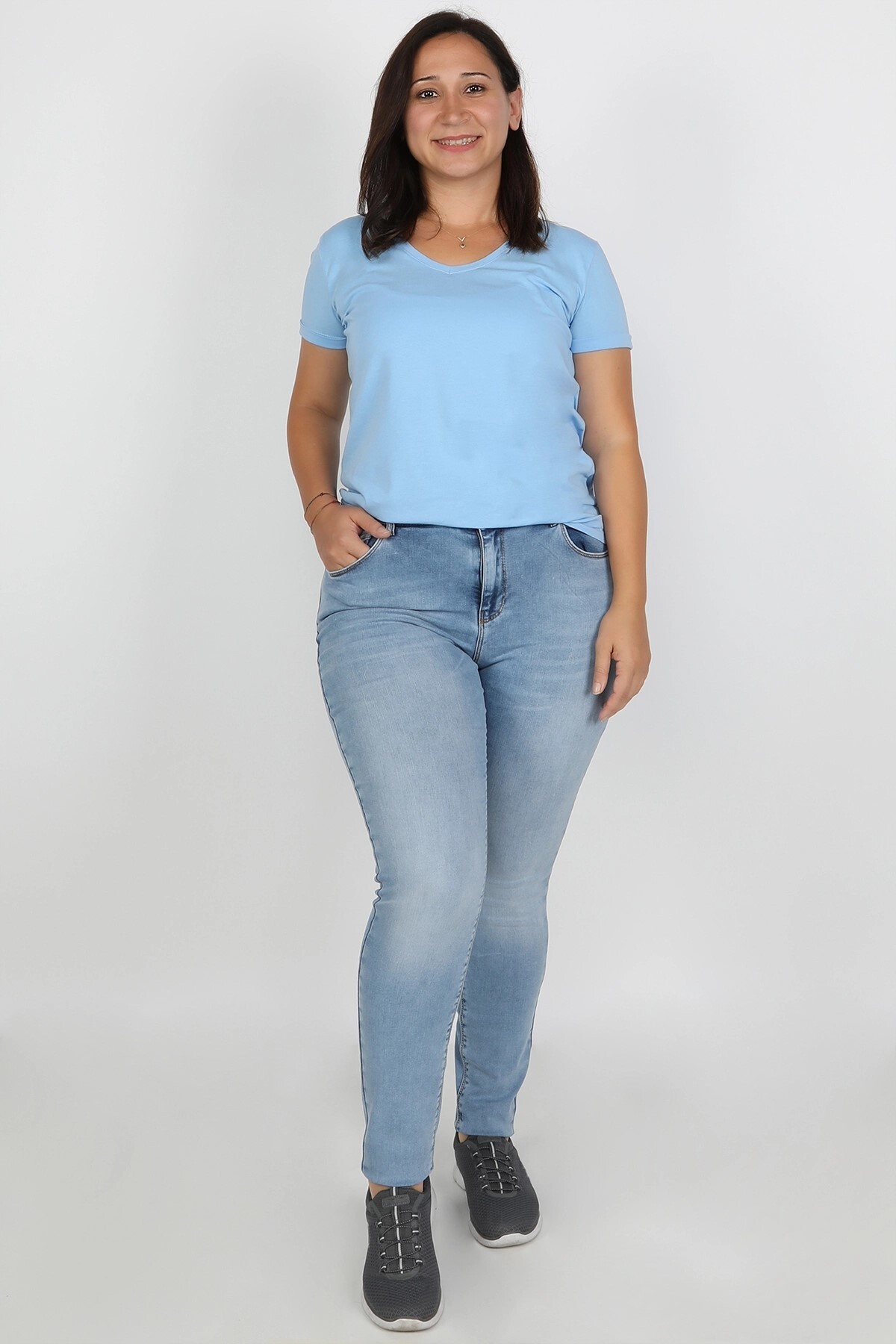 Balins - Büyük Beden Kadın Jean Açık Mavi