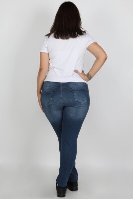 Büyük Beden Kadın Jean Koyu Mavi - Thumbnail