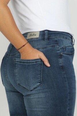 Büyük Beden Kadın Jean Koyu Mavi - Thumbnail