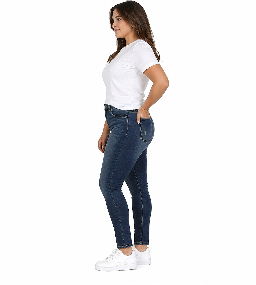 Büyük Beden Kadın Jean Koyu Mavi - 3