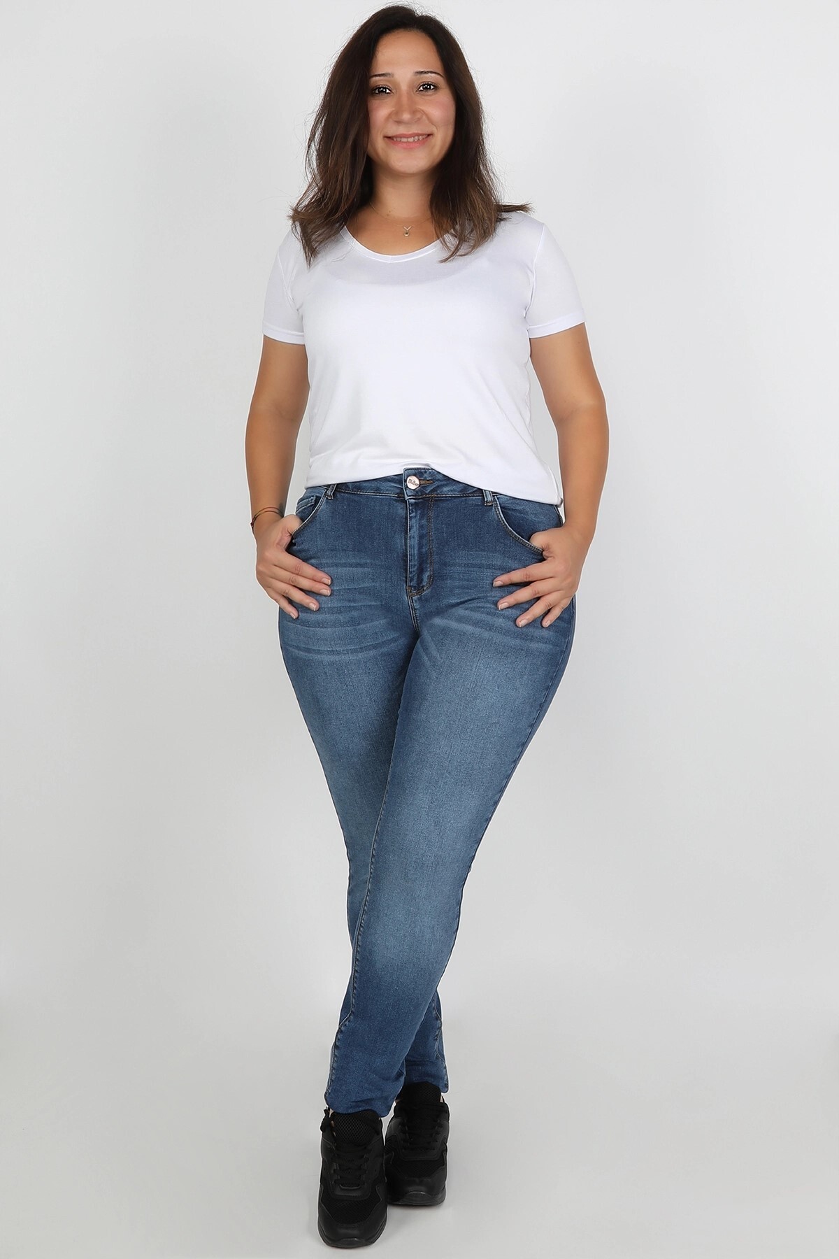 Balins - Büyük Beden Kadın Jean Orta Mavi