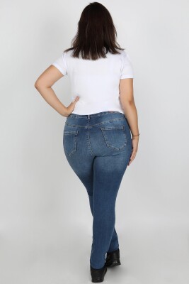 Büyük Beden Kadın Jean Orta Mavi - Thumbnail