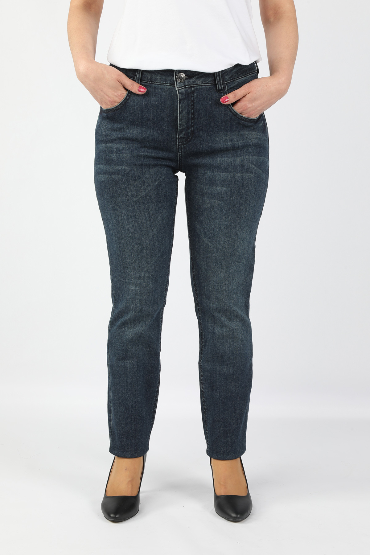 Balins - Büyük Beden Kadın Kot Pantolon Koyu Mavi