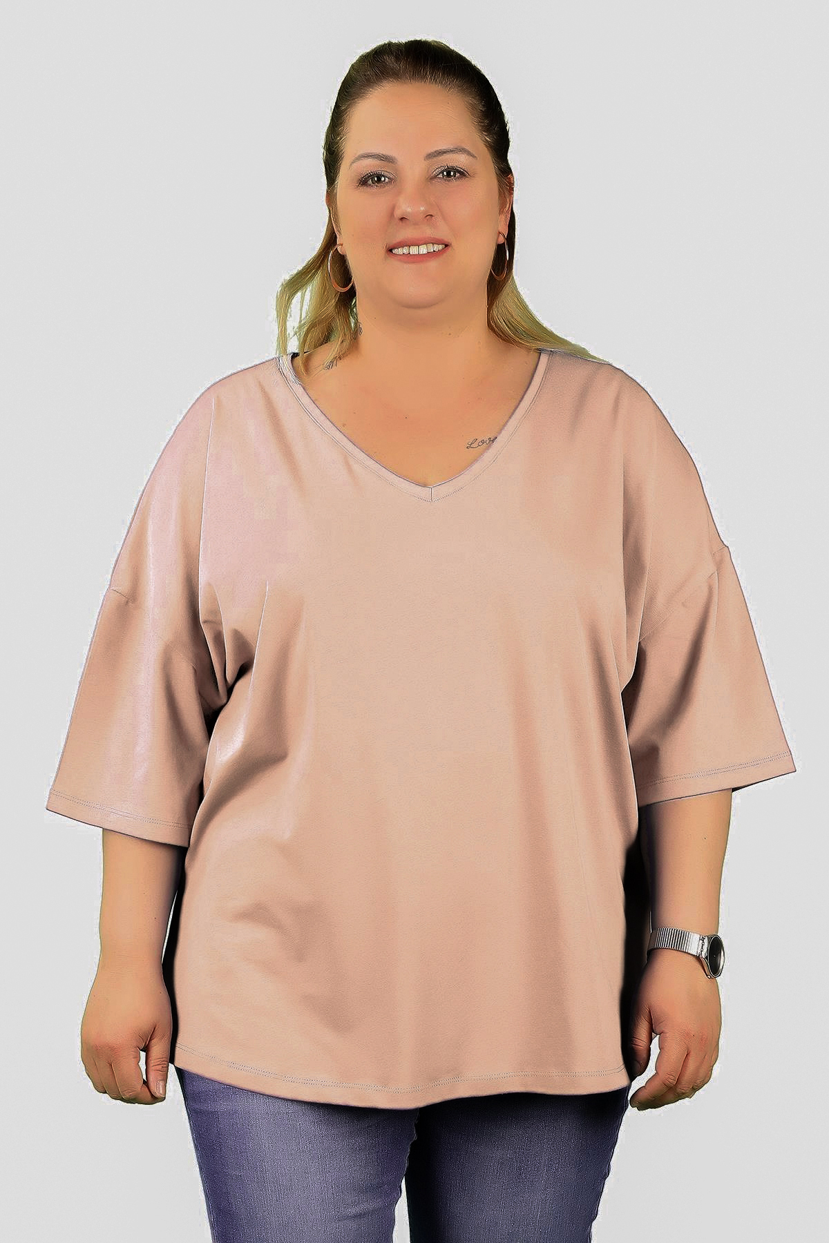 Balins - Büyük Beden Kadın V Yaka Süprem Tişört 