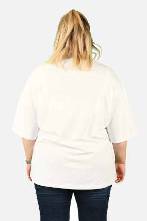 Büyük Beden Kadın V Yaka Süprem Tişört - 5