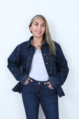 Denim Taşlı Gömlek - Thumbnail