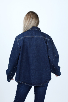 Denim Taşlı Gömlek - Thumbnail