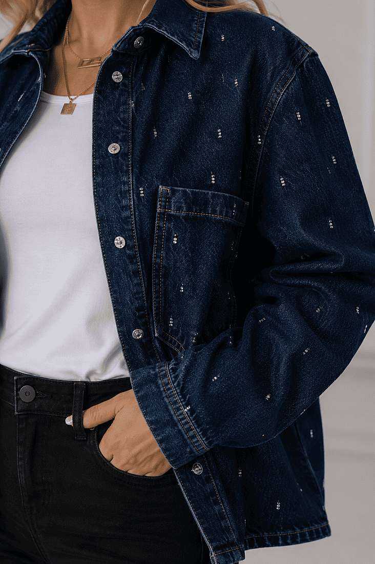 Denim Taşlı Gömlek - 2