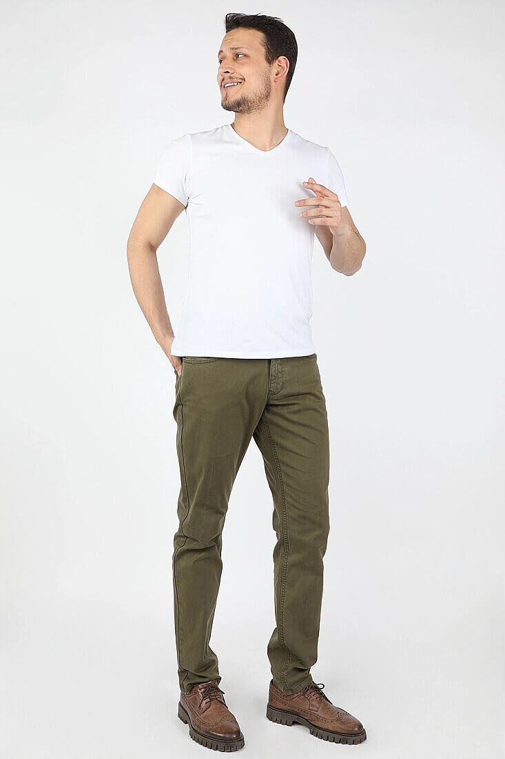 Erkek 5 Cep Gabardin Pantolon Yeşil - 1