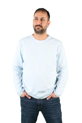 Erkek Bisiklet Yaka Uzun Kollu Tişört - Thumbnail