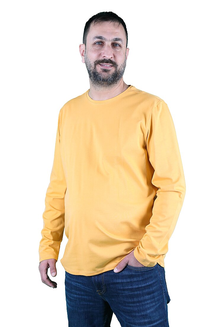 Erkek Bisiklet Yaka Uzun Kollu Tişört - 5