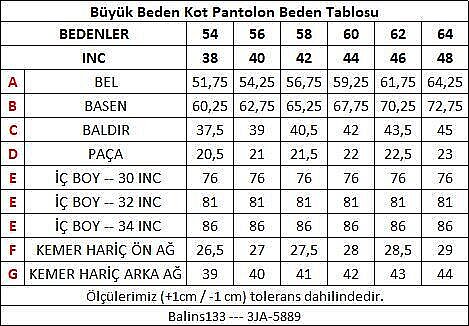 Erkek Büyük Beden Fleto Cep Kot Pantolon 3JA/5889 - 18
