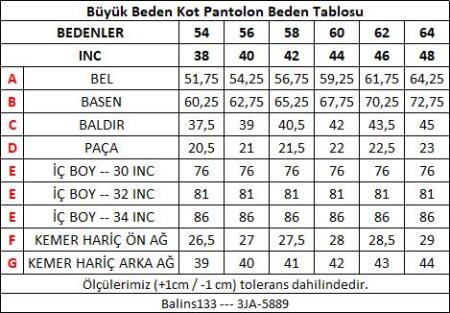 Erkek Büyük Beden Fleto Cep Kot Pantolon 3JA/5889 - 9