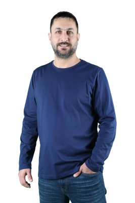 Erkek Cotton Bisiklet Yaka Uzun Kollu Tişört - Thumbnail