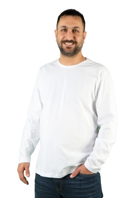 Erkek Cotton Bisiklet Yaka Uzun Kollu Tişört - Thumbnail