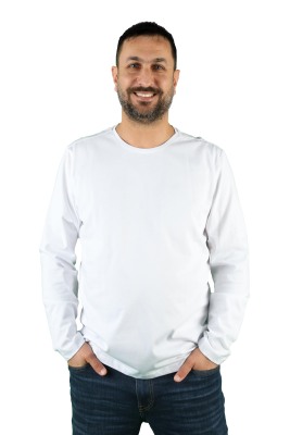 Erkek Cotton Bisiklet Yaka Uzun Kollu Tişört - Thumbnail