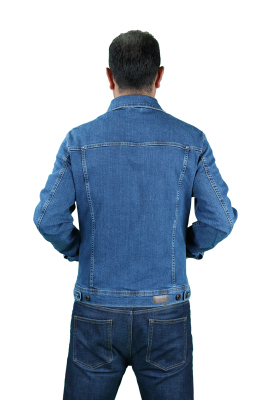 Erkek Denım Mavi Kot Ceket - Thumbnail