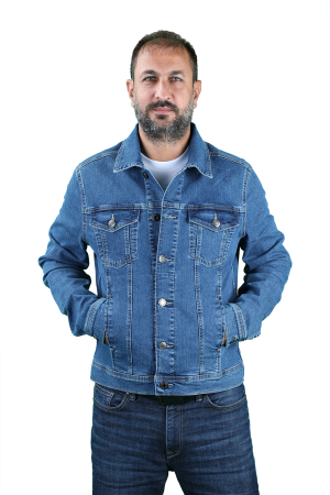 Erkek Denım Mavi Kot Ceket