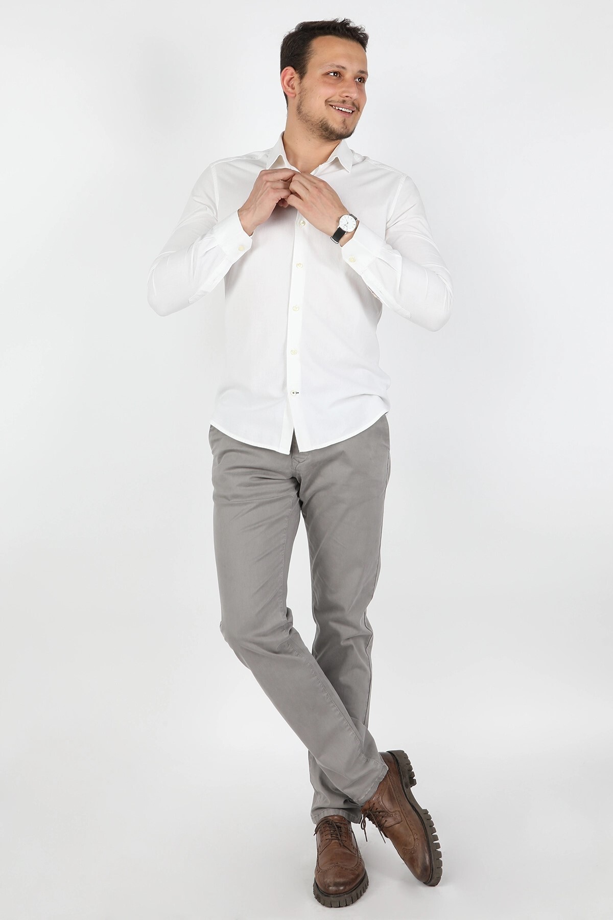 Balins - Erkek Fleto Cep Gabardin Pantolon Gri