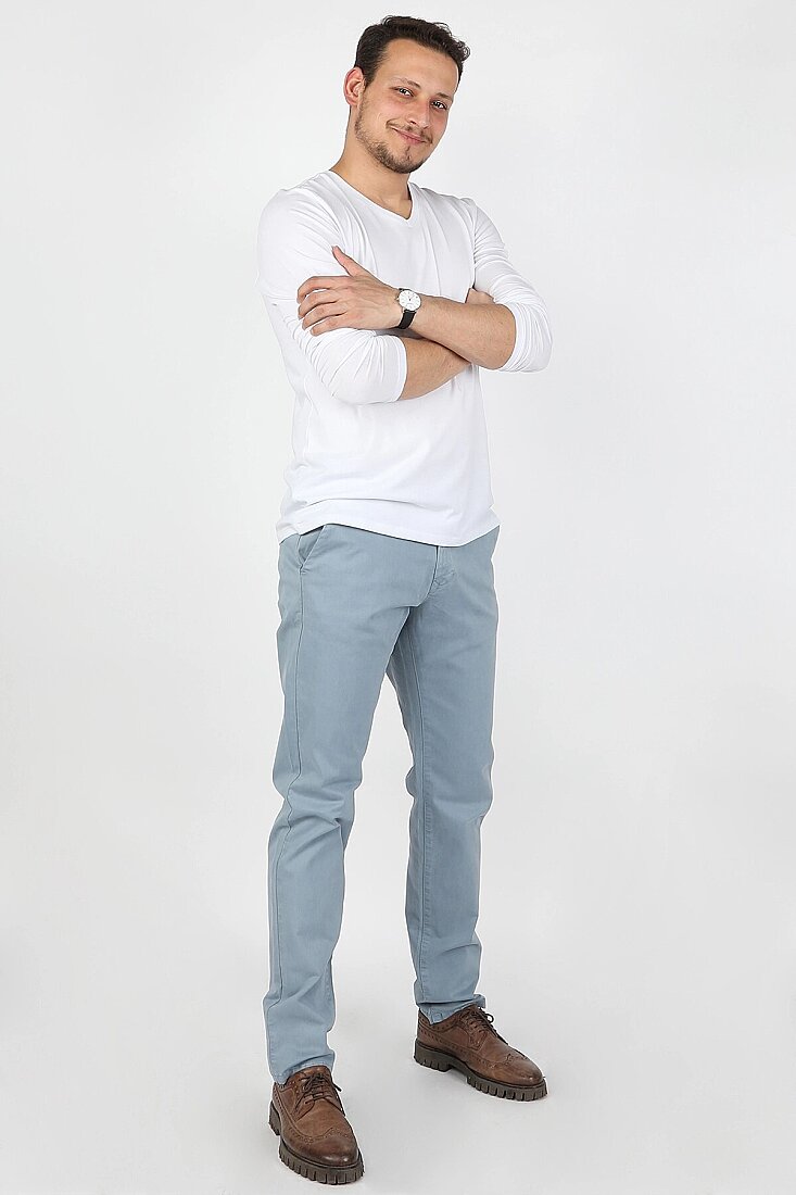 Erkek Fleto Cep Gabardin Pantolon Mavi - 1
