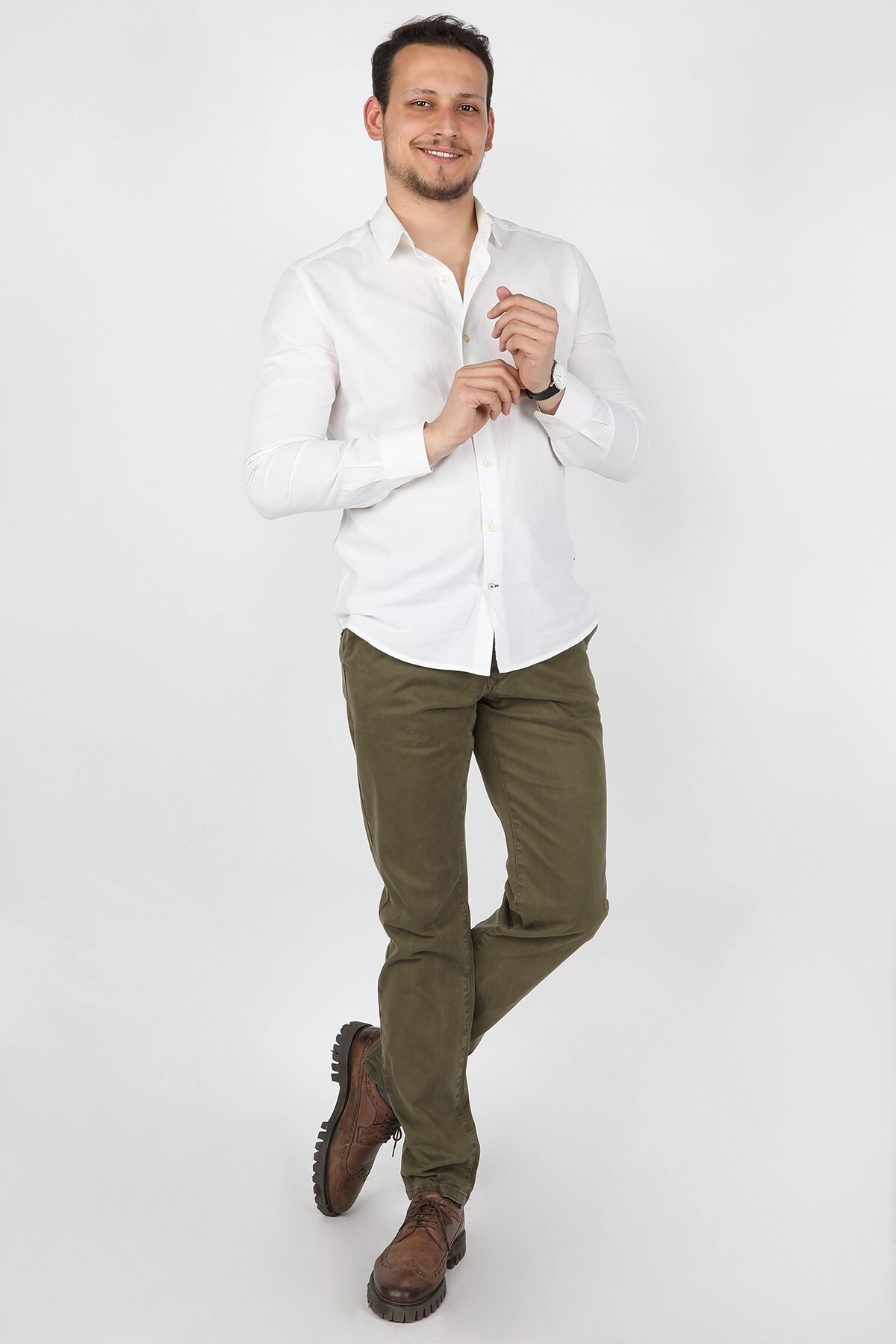 Balins - Erkek Fleto Cep Gabardin Pantolon Yeşil