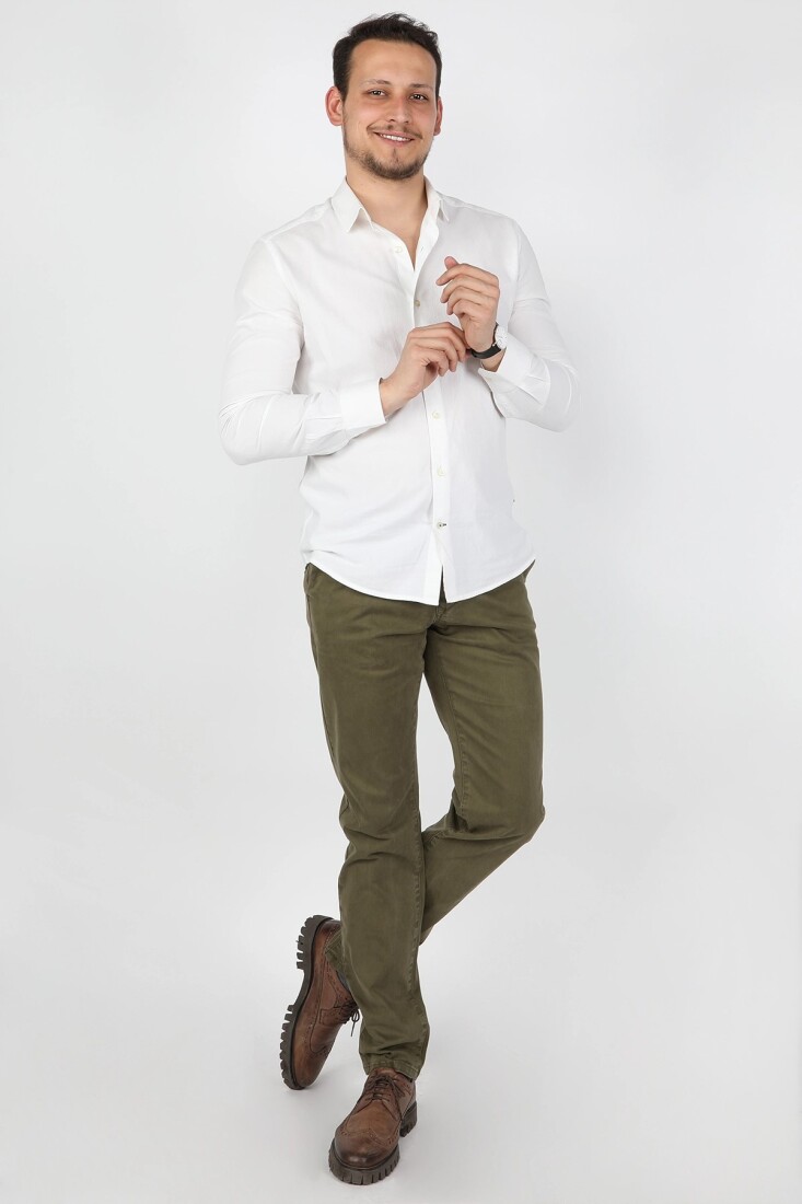 Erkek Fleto Cep Gabardin Pantolon Yeşil - 1
