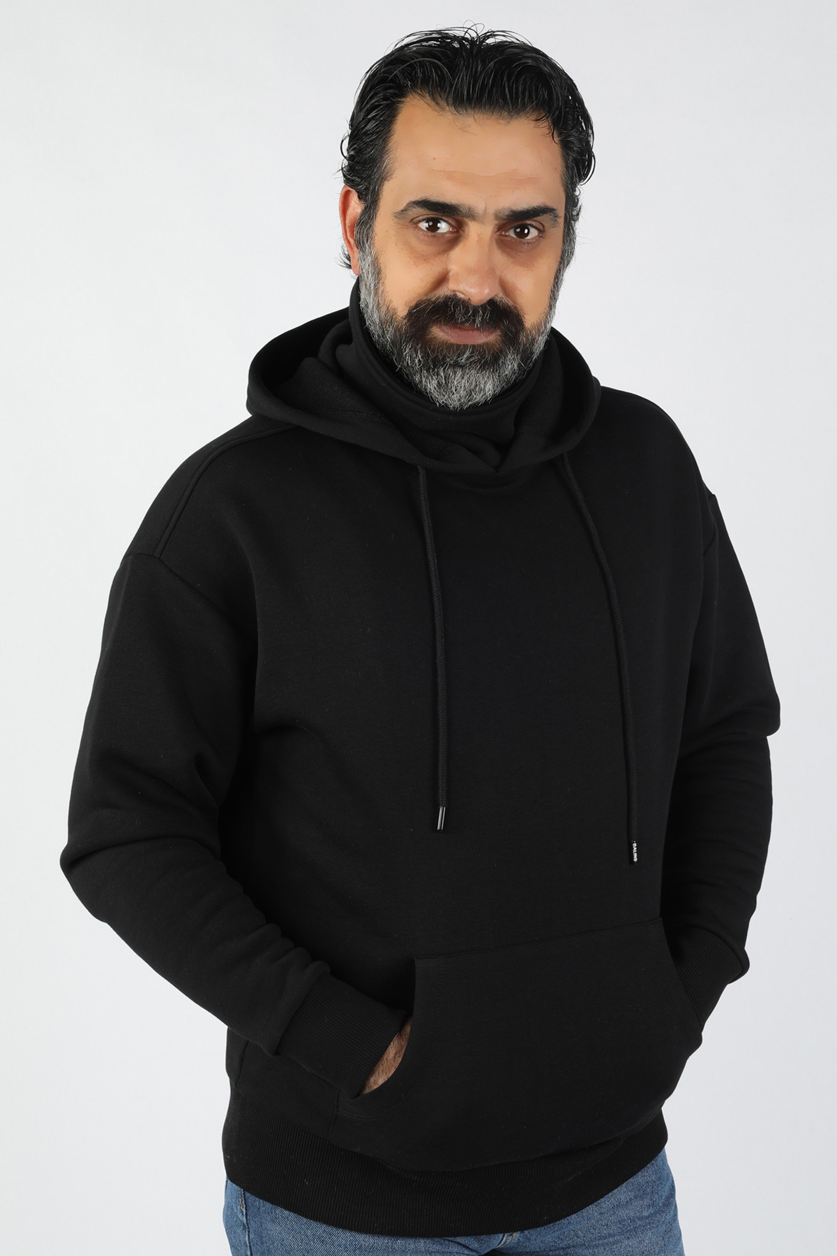 Balins - Erkek Kapüşonlu Polar Siyah