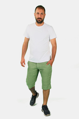 Erkek Keten Kapri Yeşil - Thumbnail