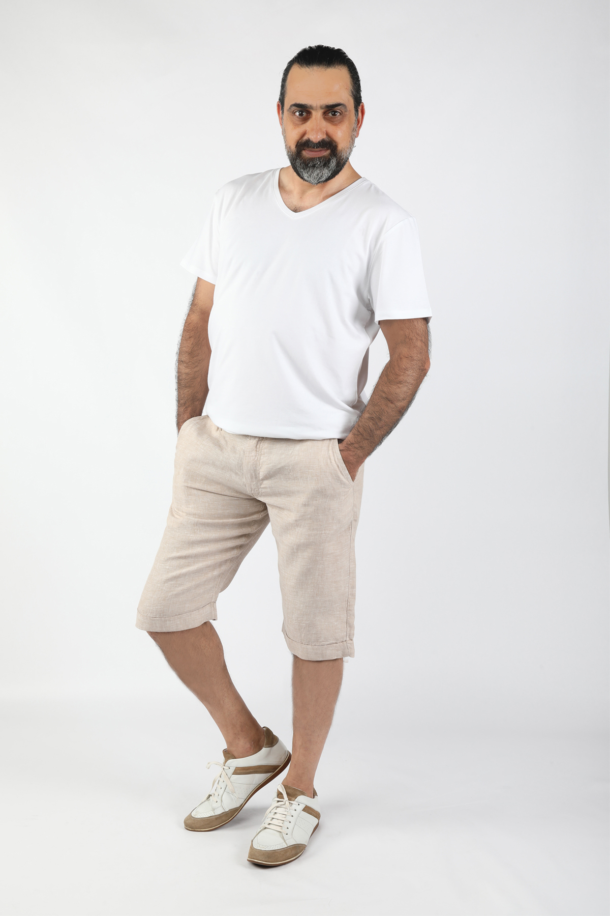 Balins - Erkek Keten Şort Kahverengi