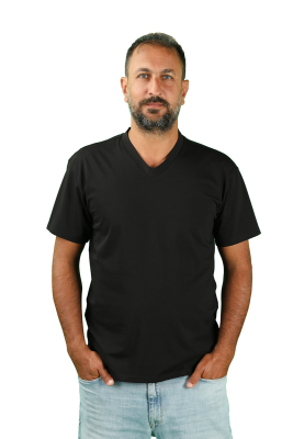 ERKEK KISA KOLLU V YAKA TİŞÖRT - Thumbnail